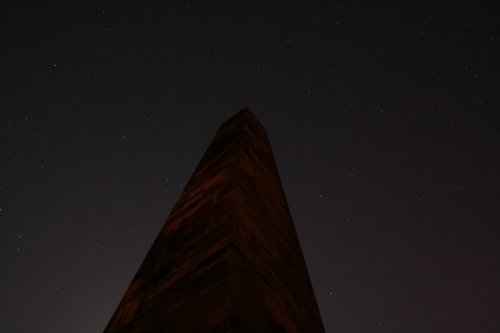 The Night Sky over Lilleshall, contrasted by the monument.