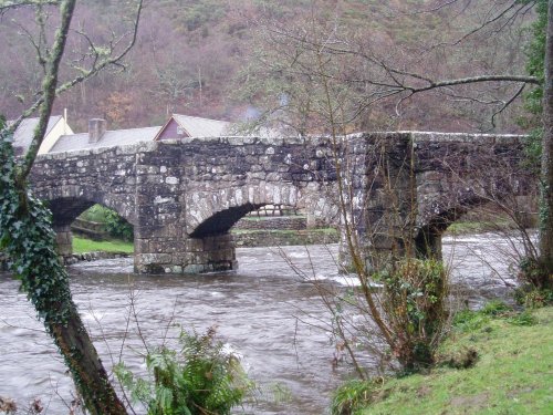 Fingle Bridge, Drewsteignton, Devon, in Winter.