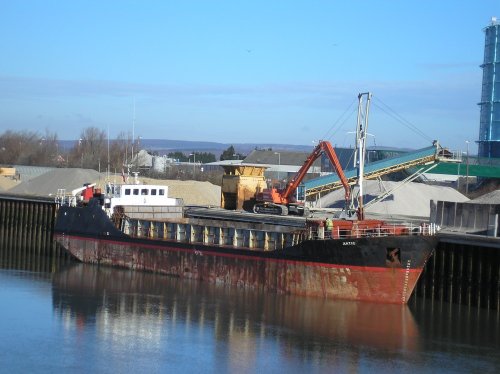 Bulk ore carrier 'Antic' on the river Arun, Littlehampton.