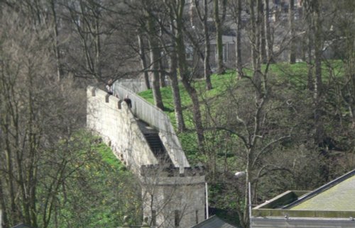 Continuation of City Wall walk after Skeldergate bridge, York.