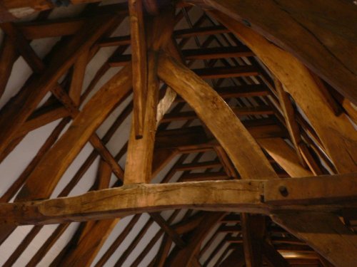 Oak beams in The Great Hall of The Merchant Adventurers' Hall,  York