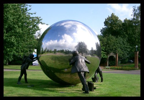 Sculpture in Kings hill, its called 'a different ball game'