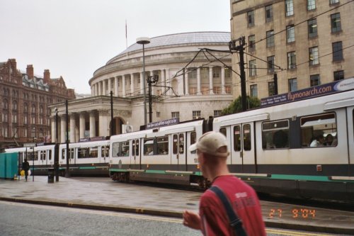 The Metrolink passing by Central Library