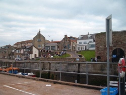 Seahouses, Northumberland. A view of the town from the docks