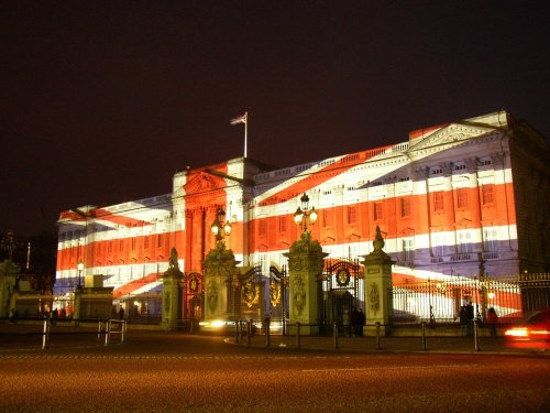 Buckingham Palace, London. Taken around Christmas 2003 during a light show.