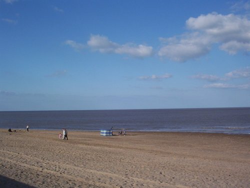 Sutton on Sea,  Lincolnshire. A view of the beach from the promenade.
Taken April 2006