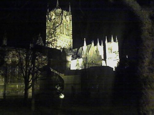 Lincoln Cathedral, illuminated by floodlights, taken at 1 a.m.
