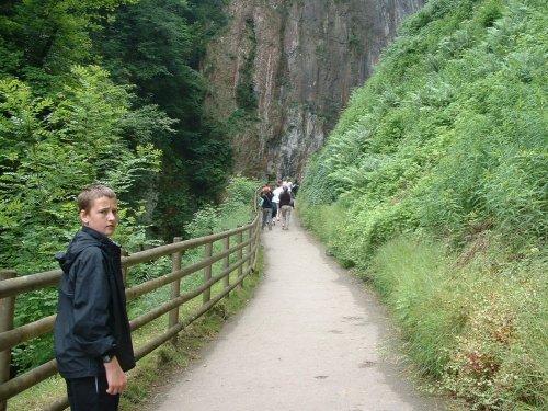 Heading towards the entrance to Peak Cavern in Castleton, Derbyshire