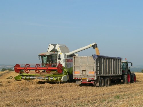 A combine harvesting in rural Somerset