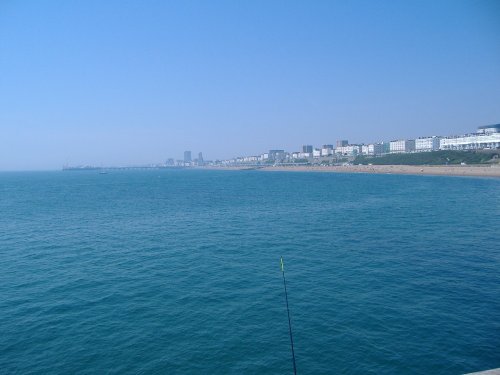 view from Brighton Marina wall looking back towards the pier.