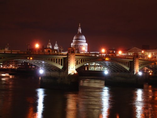 St. Paul's Cathedral from the river Thames at night
