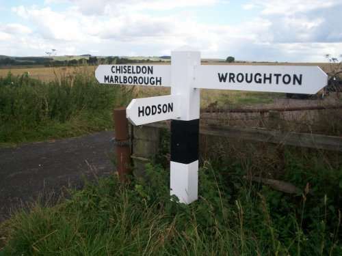 Swindon Borough Council direction sign near Hodson, Wiltshire