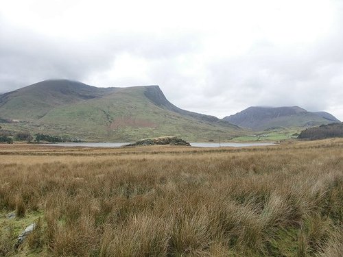 Y Garn and Mynydd Mawr seen from Rhyd Ddu, Snowdonia.