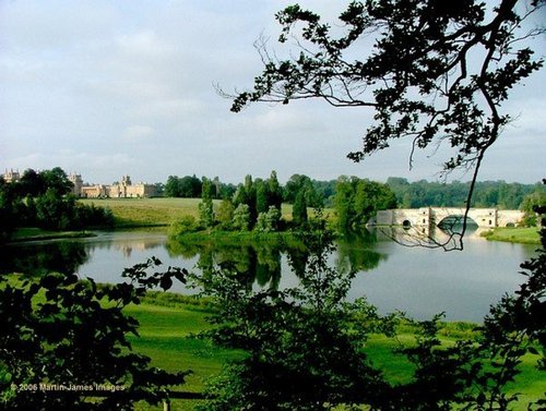 Blenheim Palace in Woodstock, Oxford. The lake at Dawn