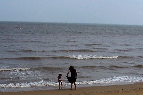 Getting wet in the sea Cleethorpes, Lincolnshire