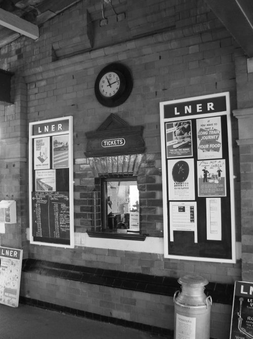Ticket office at the WW2 themed Quorn Station on the Great Central Railway, Leicestershire.