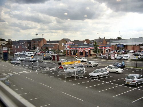 view from upstairs supermarket window looking down on to waverley street long eaton derbyshire.