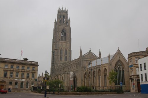 An unspoiled view of St Botolph's church in Boston Early one Sunday Morning