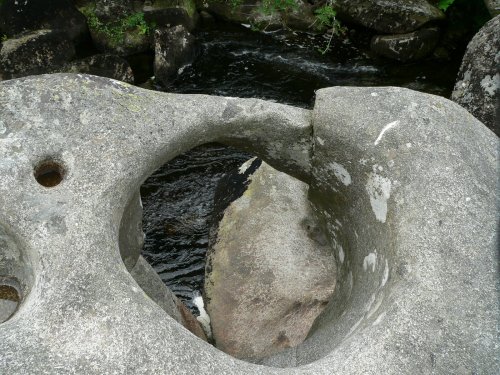 A tolman stone on the river teign, on Dartmoor