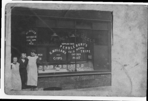 George & Matilda Mullans Fish & Chip Shop Highfiel St, Cheetham Hill (?) circa 1910