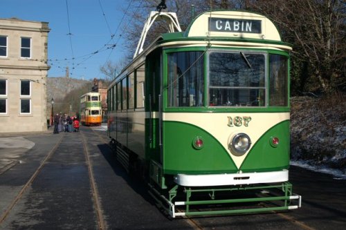 Tram at the National Tramway Museum, Crich, Derbyshire.