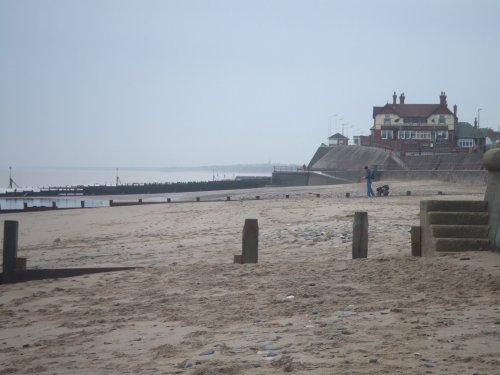 the sea defences at Hornsea, East Yorkshire