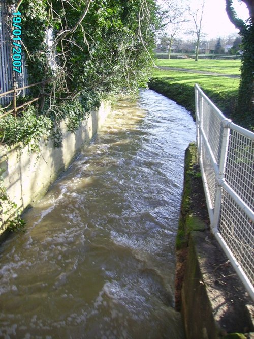 Overflow stream off the River Ryton, Worksop, after a heavy storm now a river in its self.