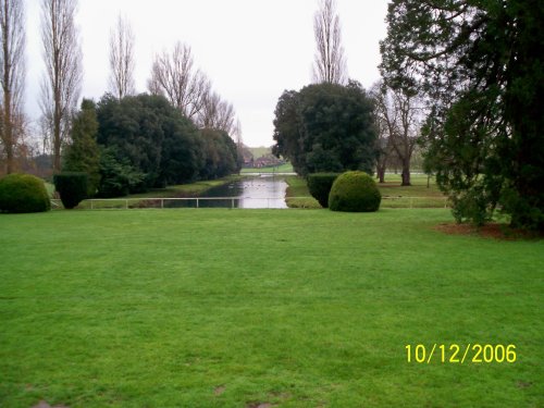 Canal located at the back of the main building at Fawley Court. The Thames River is in the distance