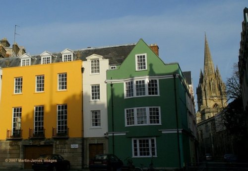 Oxford - Oriel Square and the spire of the University church of St Mary the Virgin.