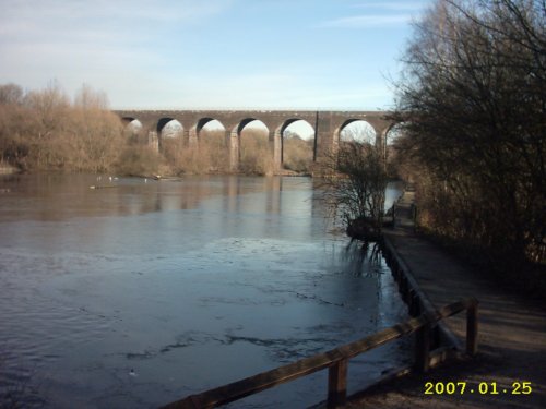 Viaduct Reddish Vale. Built 1875 -16 Arches for Hope Valley Line.