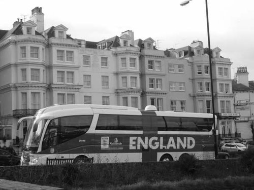 England Football Team bus in Eastbourne, East Sussex