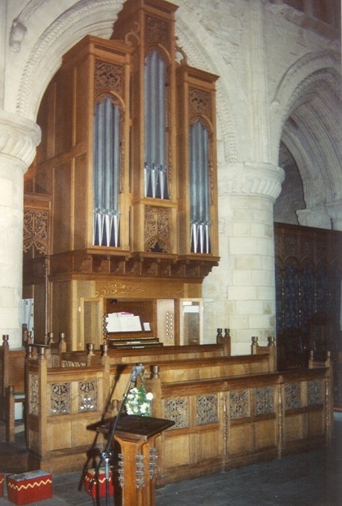 Malmesbury Abbey Organ inside the Abbey, Wiltshire.