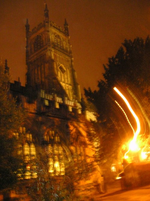 St John the Baptist Church at night, Cirencester, Gloucestershire