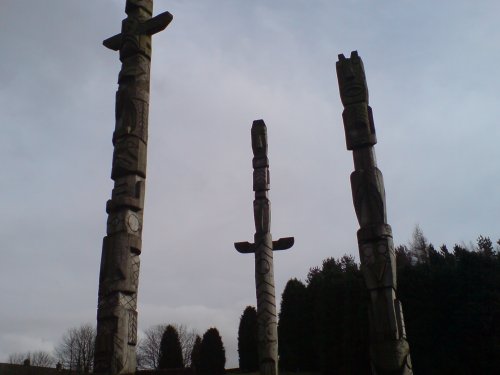 Totem poles at Stonehaugh in Wark Forest, Northumberland