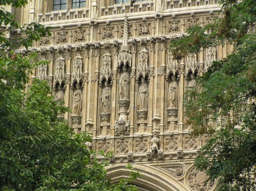 Statues on the Palace of Westminster, central London