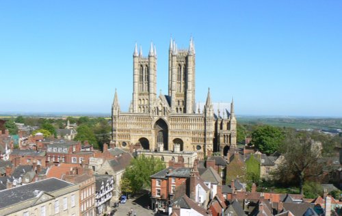 A lovely day at Lincoln and the famous view of the wonderful cathedral from the castle.