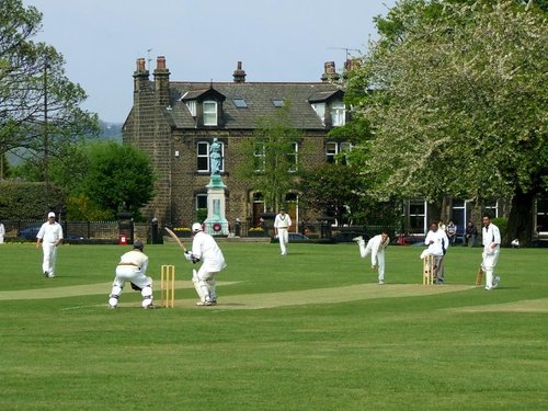 Cricket in the park, Calverley, West Yorkshire.