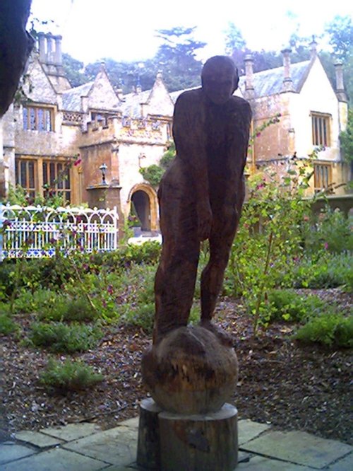 Sculpture in the woods at Dillington House, Ilminster, Somerset