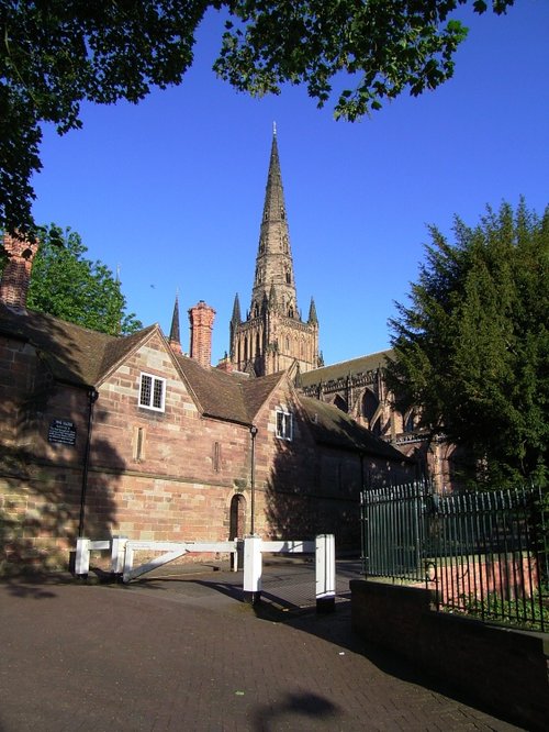 Single spire of Lichfield Cathedral,  Staffordshire