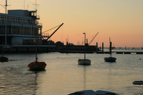 Royal Corinthian Yacht Club at dawn, Burnham-on-Crouch, Essex