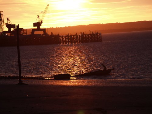 Sunset over New Holland Dock, Lincolnshire