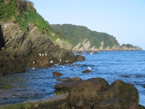Fishing in the bay at Combe Martin, Devon