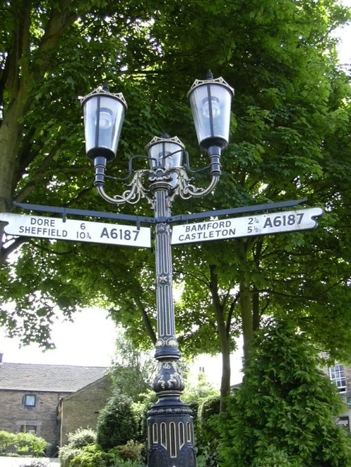 Hathersage town centre signpost, Derbyshire
