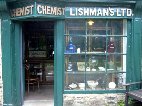 Chemist's shop at Ryedale Folk Museum, Hutton-le-Hole, North Yorkshire