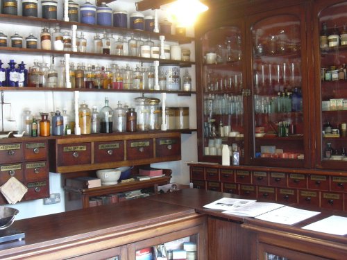 Chemist's shop at Ryedale Folk Museum, Hutton-le-Hole, North Yorkshire