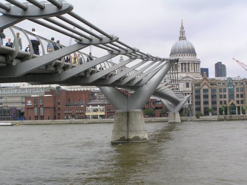 The Millennium Bridge over the Thames in the City of London
