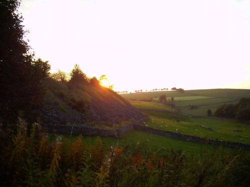 As sun sets over Hartington, Derbyshire