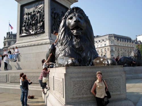 Trafalgar Square - Lion at Work