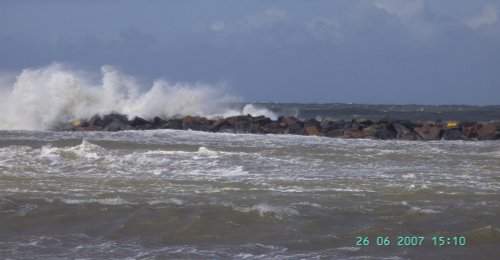 Lashing waves on a windy day at Sea Palling, Norfolk