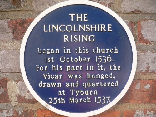 Plaque outside St James' Church, Louth, Lincolnshire